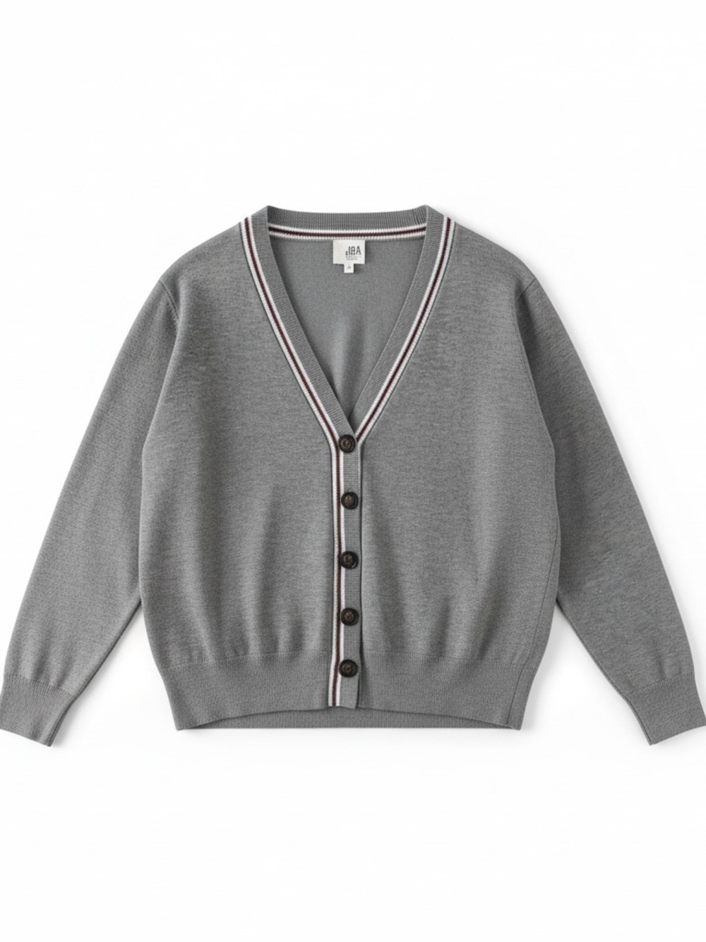 dRA Los Angeles Grey Collegiate V-Neck Cardigan with Contrast Stripe